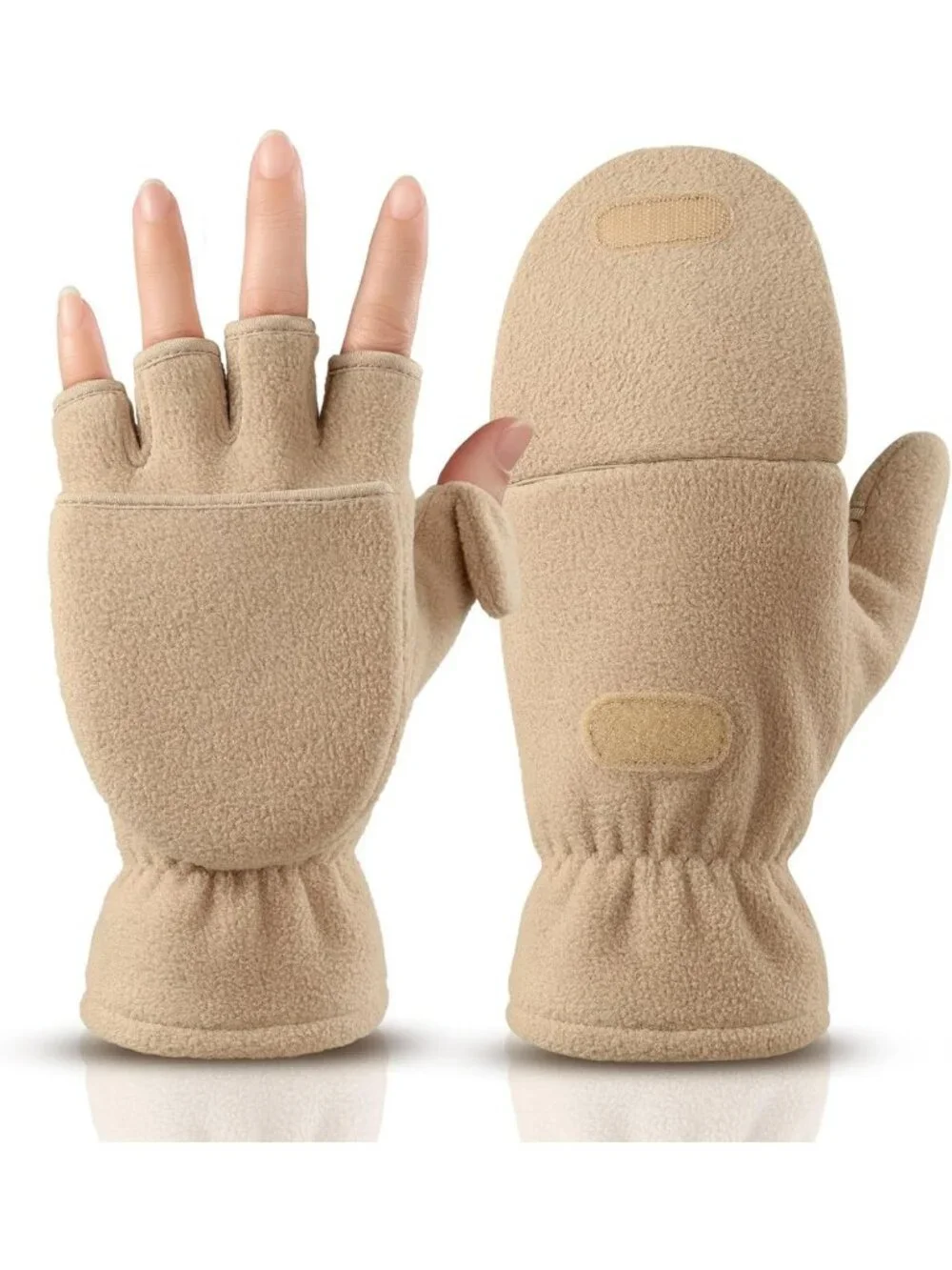 Cozy Fingerless Convertible Mittens for Women & Men - Warm Winter Gloves